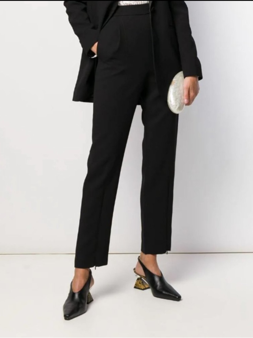 Self-Portrait Black Crepe Split Trousers Pants US 4 NWT